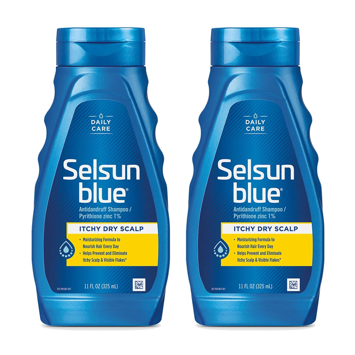 Selsun Blue front packaging two-pack showing bottles and label for value