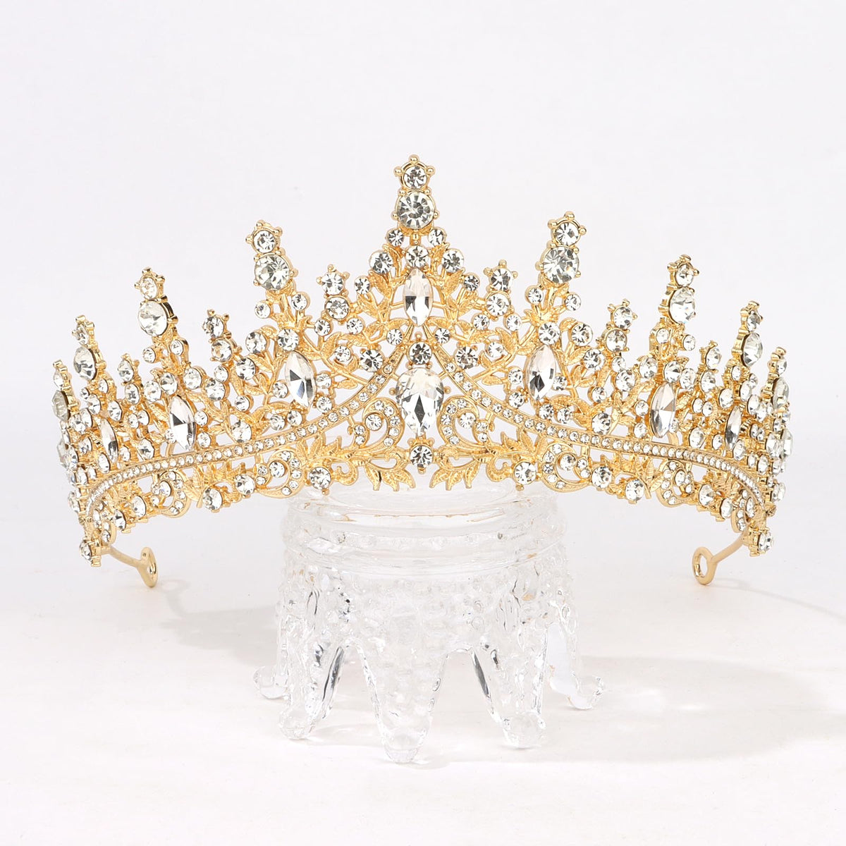 Semato crown worn in an updo showing secure fit and elegant look