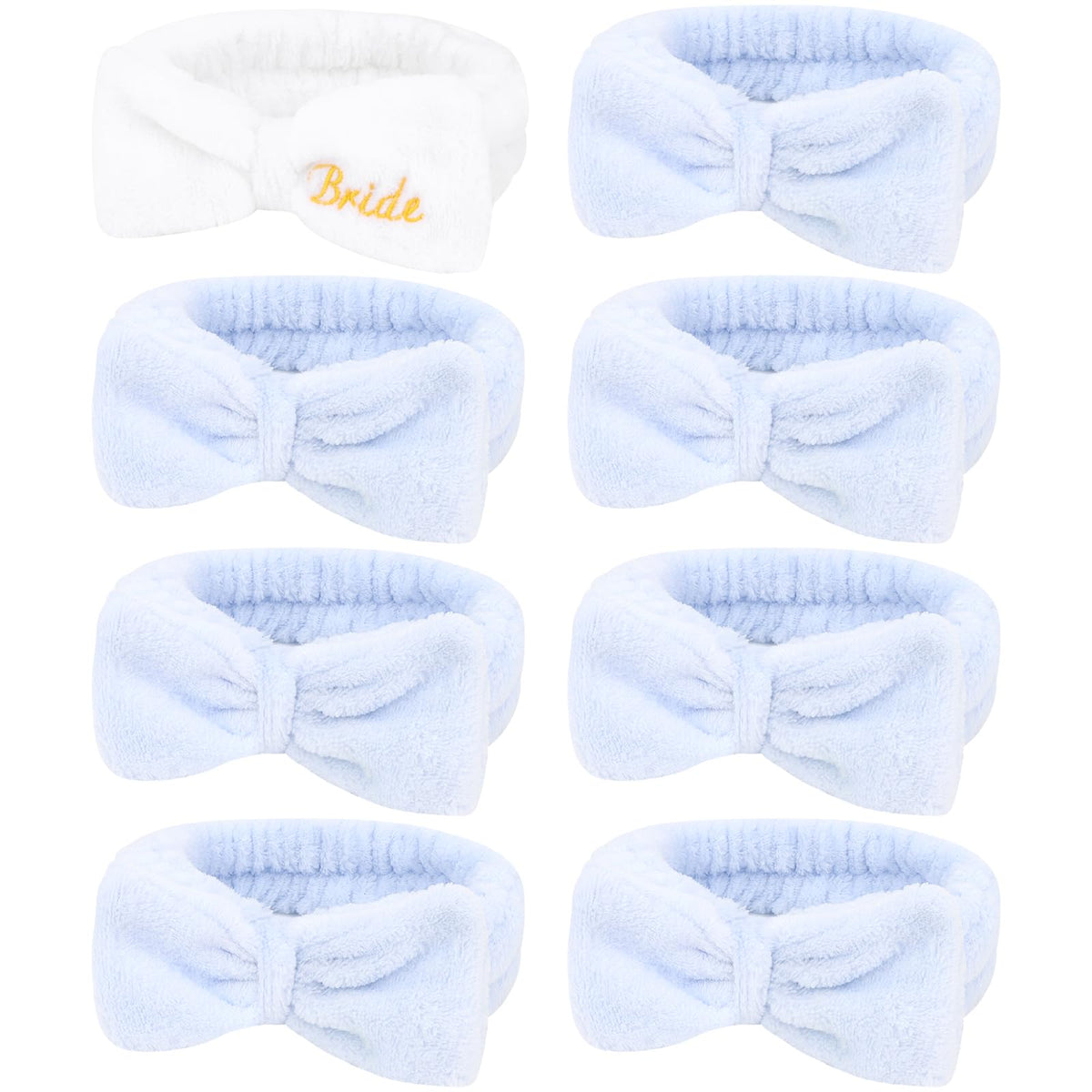 Semato front view of eight headbands showing bride and bridesmaid set for organized gifting