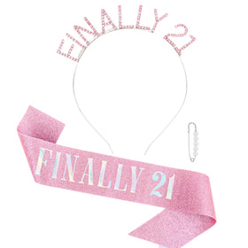 Semato headband front view showing rhinestones and celebratory message