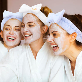 Semato headband worn during facial showing secure comfortable hold for pampering