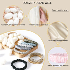 SEMRUE scrunchie next to coin showing scale and compact, travel-friendly size