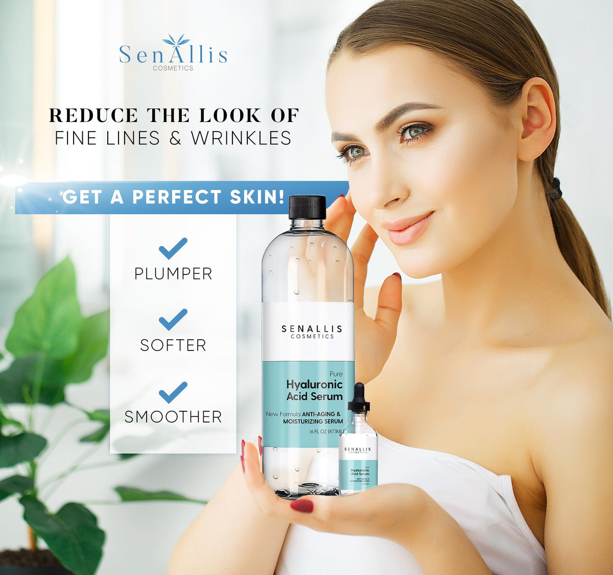 SenAllis serum texture on skin demonstrating lightweight hydration and quick absorption benefit
