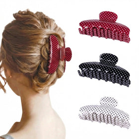 SENMAY front view showing three polka dot clips, stylish secure hold