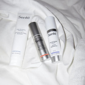 Sente before and after hydration view showing softer, balanced skin