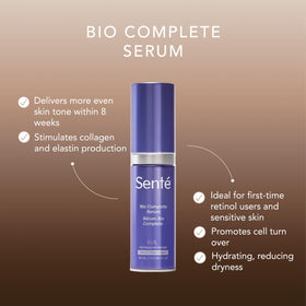 Sente Bio Complete Serum dropper releasing lightweight texture to demonstrate gentle feel