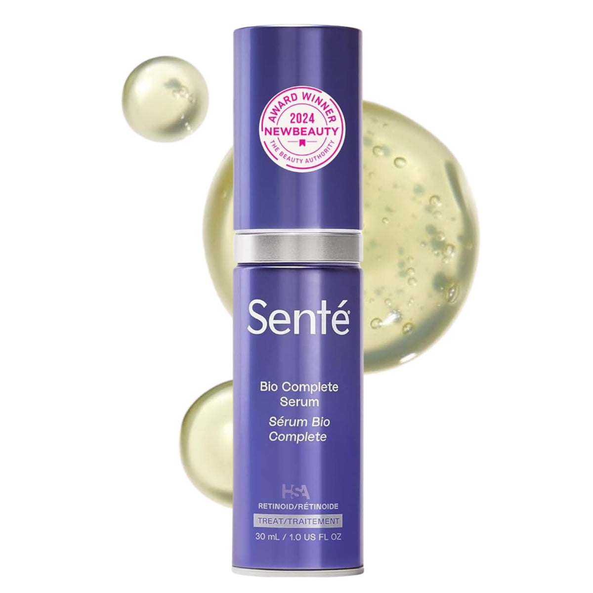Sente Bio Complete Serum front packaging showing clean bottle and branding for reassurance