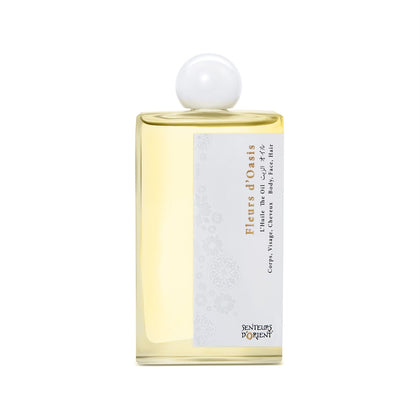 Senteurs d'Orient front packaging glass bottle showing elegant floral pattern and secure cap for gifting