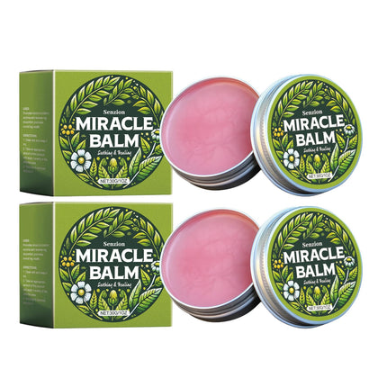 Senzion Miracle Balm jar front view showing packaging and easy access