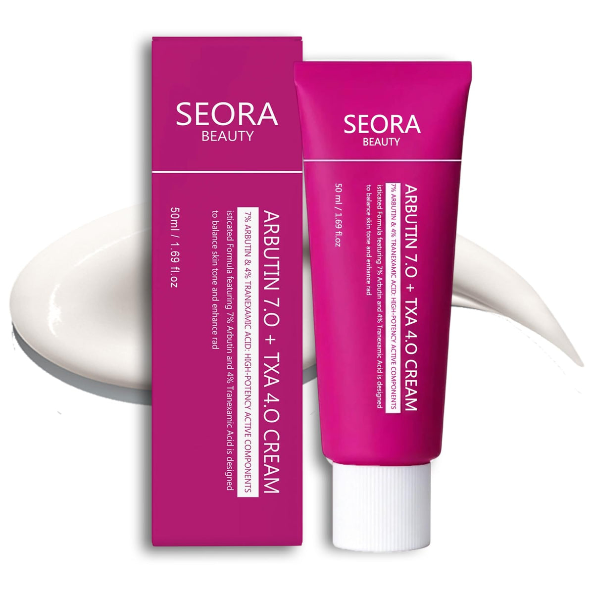 Seora Beauty face-front jar showing label and travel-ready design for daily use