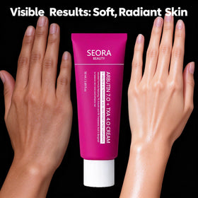 Seora Beauty size scale next to coin to show 50ml compact convenience for travel