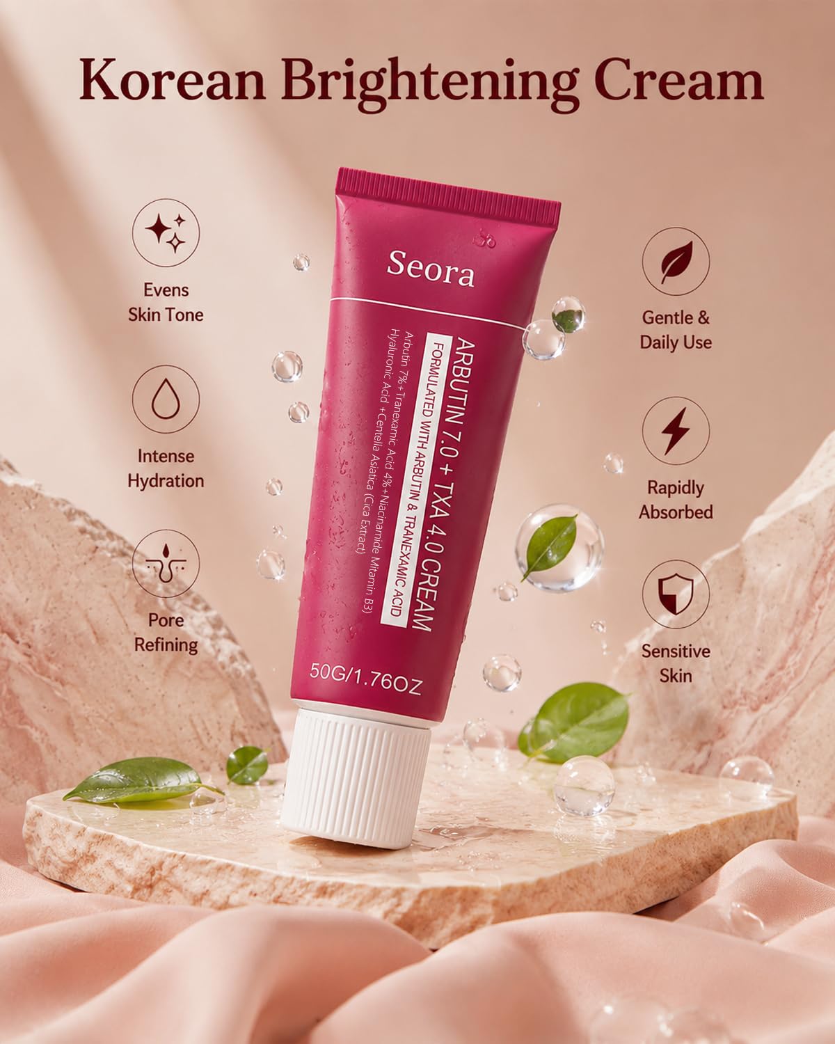 Seora Cream open jar texture showing lightweight cream for quick absorption