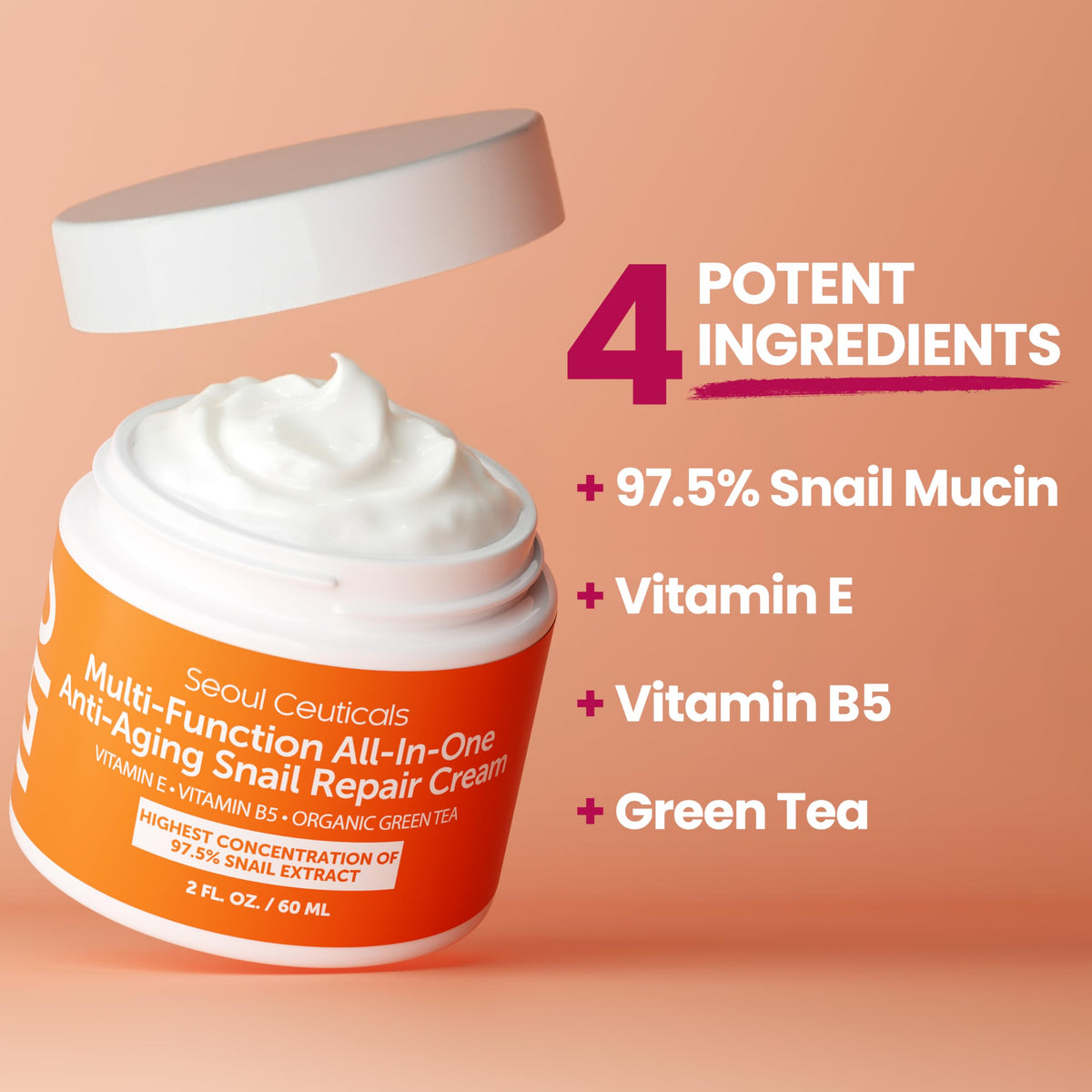 SeoulCeuticals size comparison before and after jar with visible 2oz scale for portion context