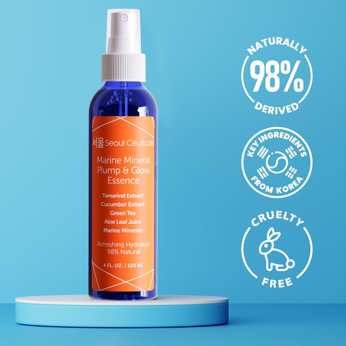 SeoulCeuticals bottle held in hand to show size and travel-friendly benefit