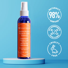 SeoulCeuticals bottle held in hand to show size and travel-friendly benefit