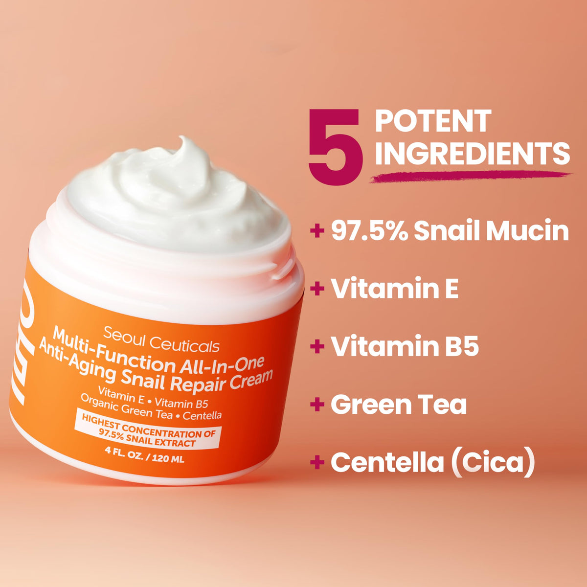 SeoulCeuticals cream on fingers demonstrating easy application and quick absorption