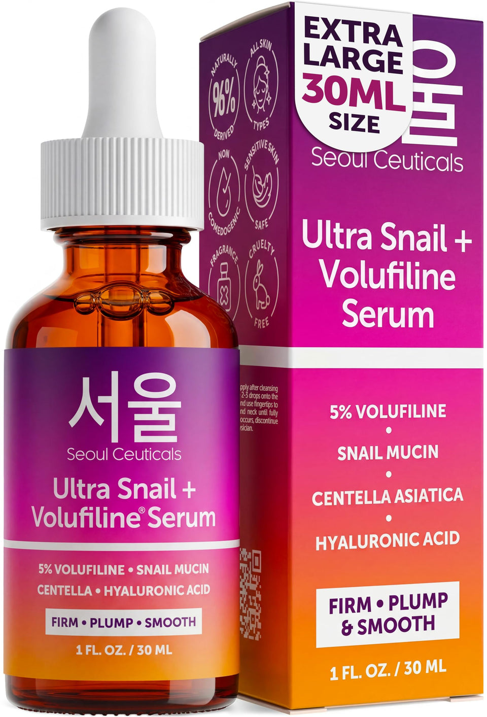 SeoulCeuticals front bottle showing Volufiline label and benefits