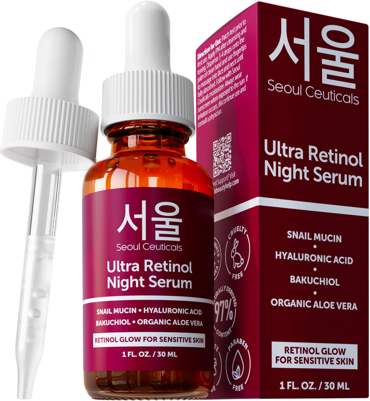 SeoulCeuticals front bottle view highlighting compact 1oz packaging and elegant label design