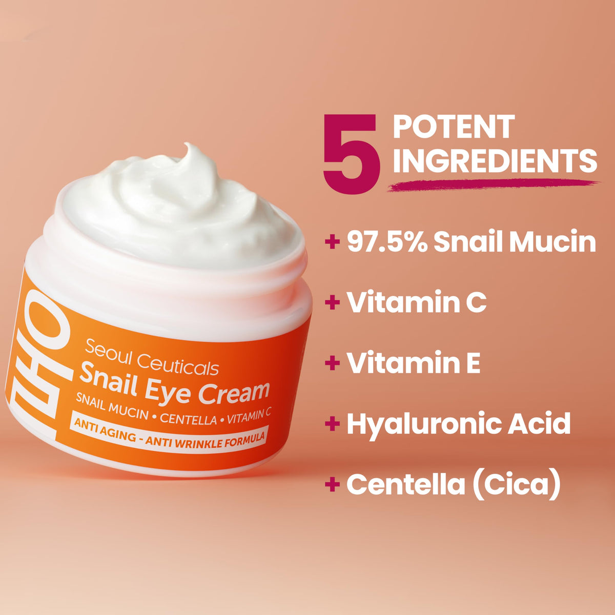 SeoulCeuticals ingredient label close-up highlighting 97.5% snail filtrate