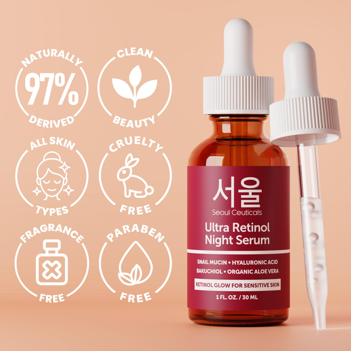 SeoulCeuticals hyaluronic acid ingredient macro depicting deep hydration and plumping effect