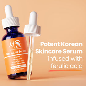 SeoulCeuticals ingredients visual displaying vitamin C and hyaluronic acid