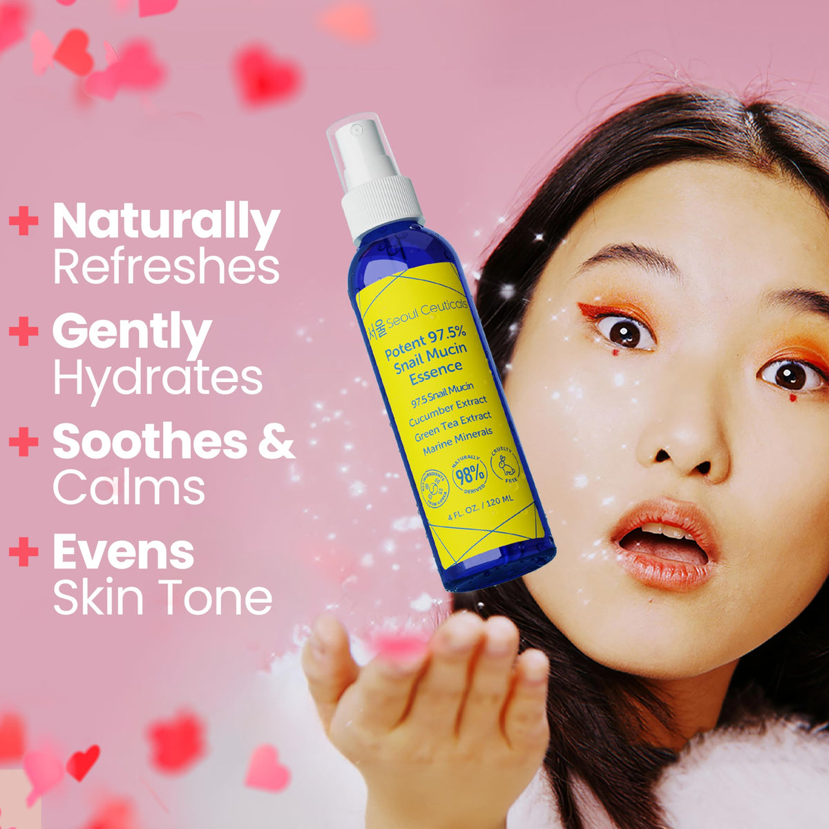 SeoulCeuticals label closeup highlighting key snail mucin and extracts