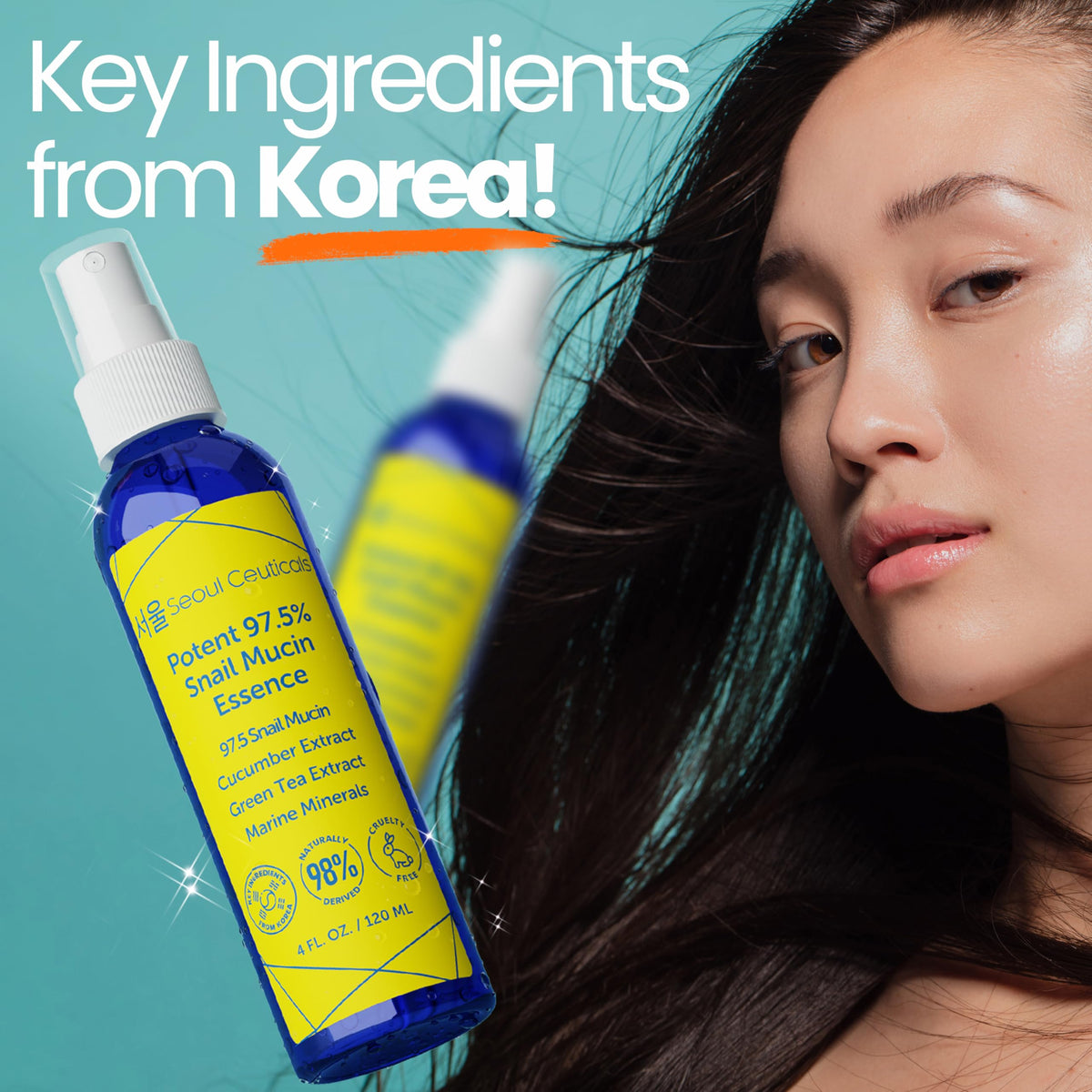 SeoulCeuticals fine mist sprayed into hand for gentle, even application
