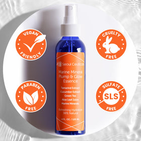 SeoulCeuticals mist being applied to face illustrating instant skin refresh benefit