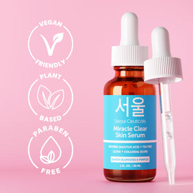 SeoulCeuticals packaging label detail showing ingredient highlights and benefits