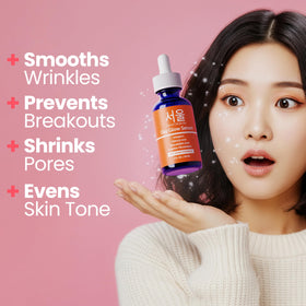SeoulCeuticals dispensing pump with serum drop, shows easy application benefit