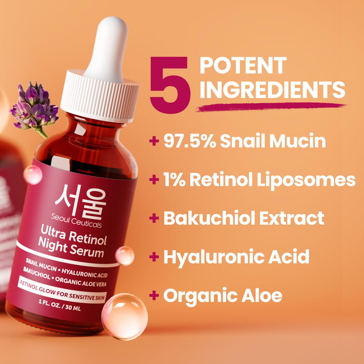 SeoulCeuticals serum texture close-up showing lightweight gel and hydrating appearance