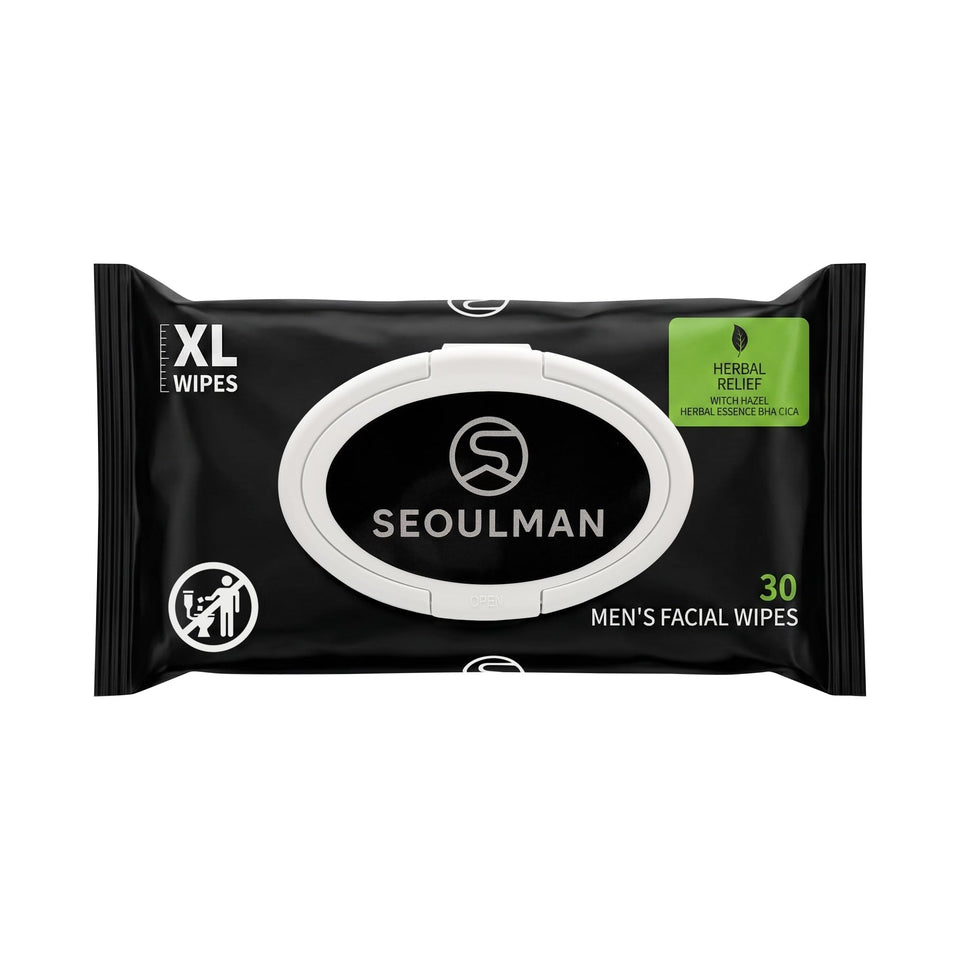 Seoulman front pouch showing product branding and resealable flip-top for convenience