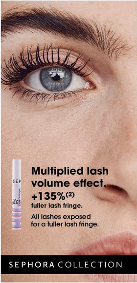 SEPHORA lifestyle shot of model applying mascara for polished look