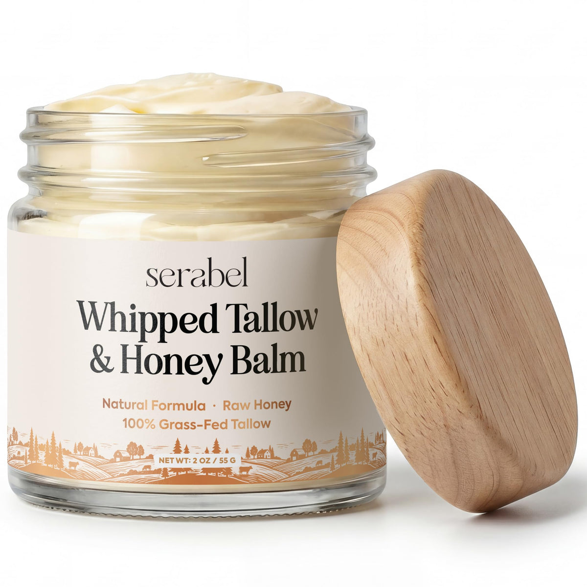 SERABEL jar front view showing clean label and balm for easy identification and trust