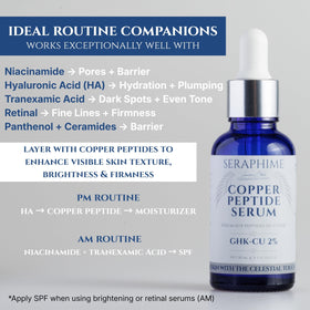 Seraphime applying serum to hand, demonstrating absorption and smoothing benefit