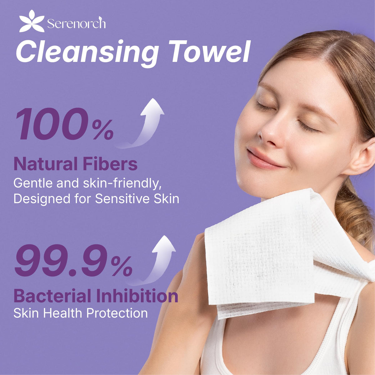 Serenorch expanded towel flat showing full XL 10x12 size and absorbent surface