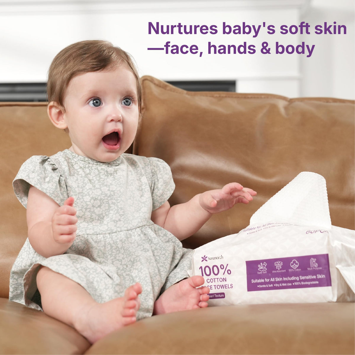 Serenorch towel removing foundation showing soft absorbency benefit