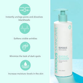 Serious Skincare bottle in shower illustrating daily use convenience