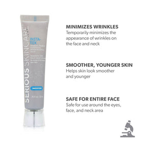 Serious Skincare applied to forehead smoothing fine lines and improving texture