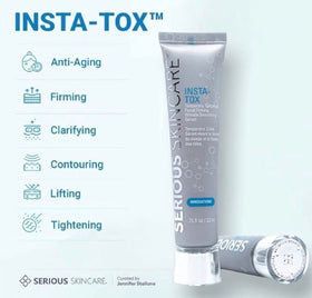 Serious Skincare serum texture on fingertip showing clear, fast-absorbing formula benefit