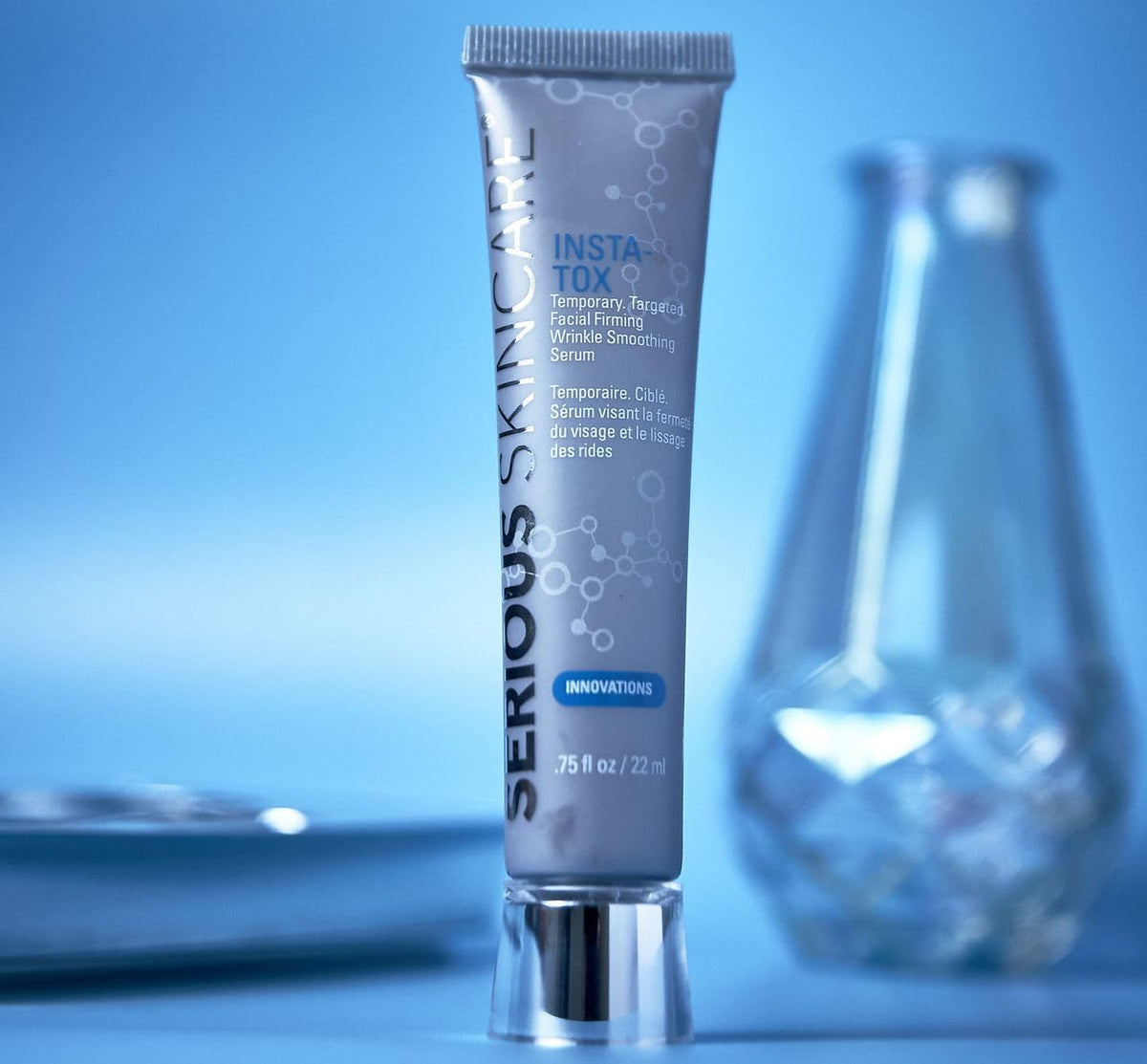 Serious Skincare lifestyle on bathroom vanity ready for morning routine