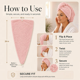 Seritaine close detail of button closure to secure turban in place