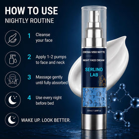 Serlino Lab lifestyle bedside night routine showing product as part of sleep skincare ritual