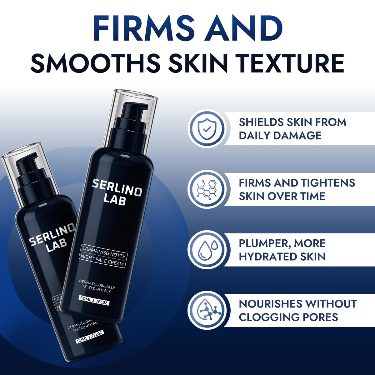 SerlinoLab cream texture close-up showing smooth, non-greasy finish and hydration