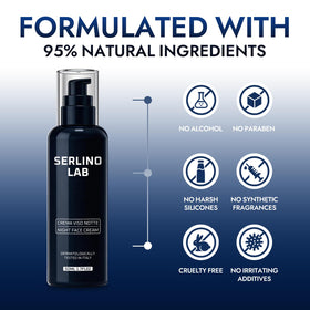 SerlinoLab in bathroom nighttime setting illustrating simple evening routine benefit