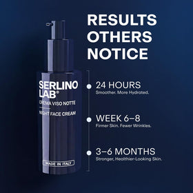Omnis Uomo SerlinoLab next to a ruler showing 1.7 fl oz size and travel-ready benefit