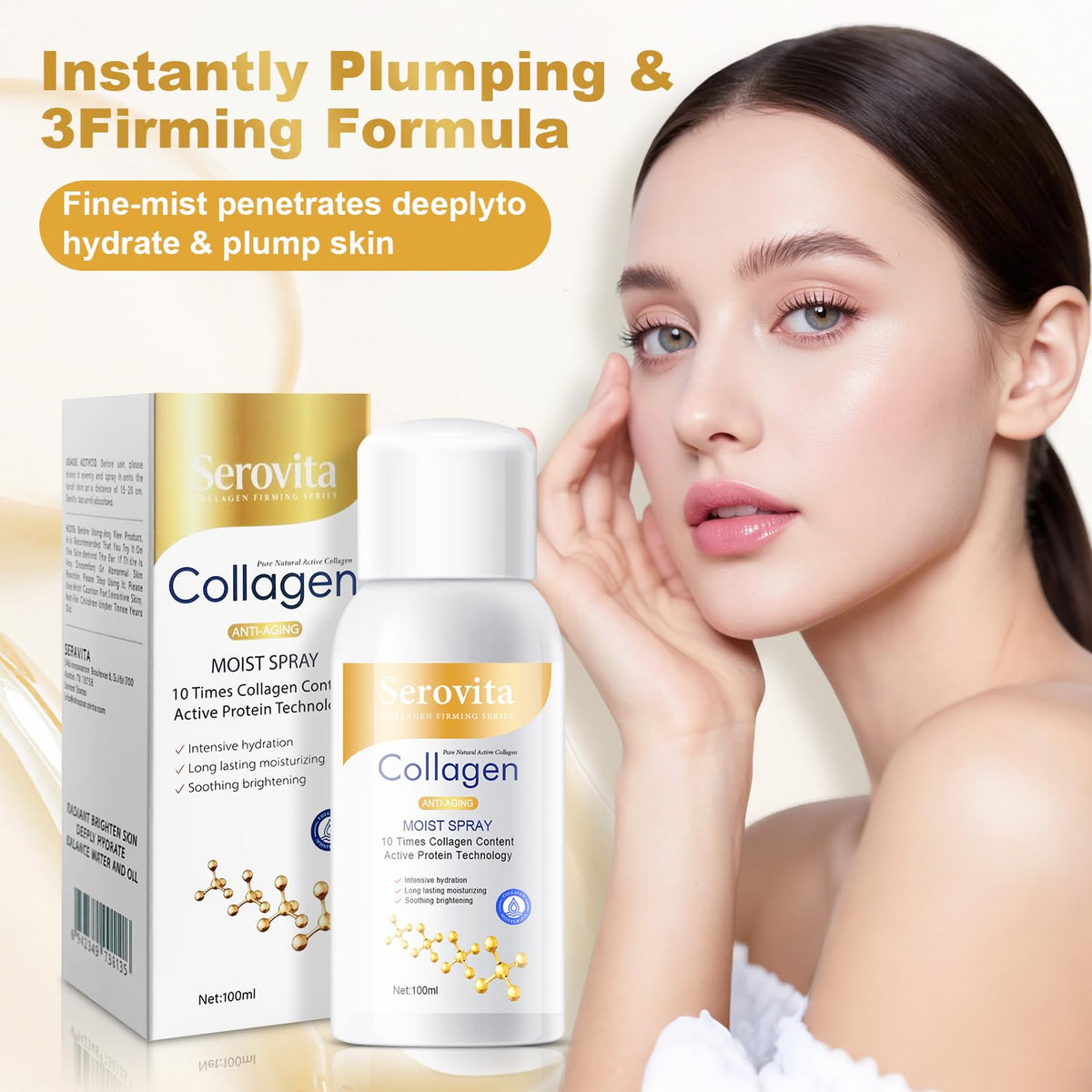Serovita label close-up highlighting collagen and vitamin E ingredients for antioxidant support