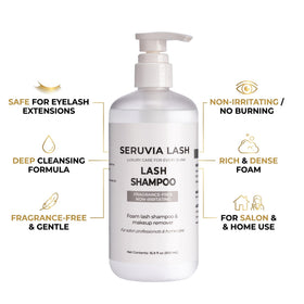 Seruvia Lash close-up foam texture showing gentle oil-free cleanse benefit