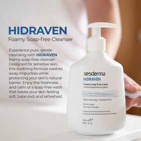Close-up of Sesderma HIDRAVEN foam texture showing gentle, non-stripping lather