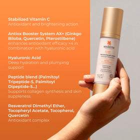 Sesderma jar beside ruler showing 1.7 fl oz scale for size and portability